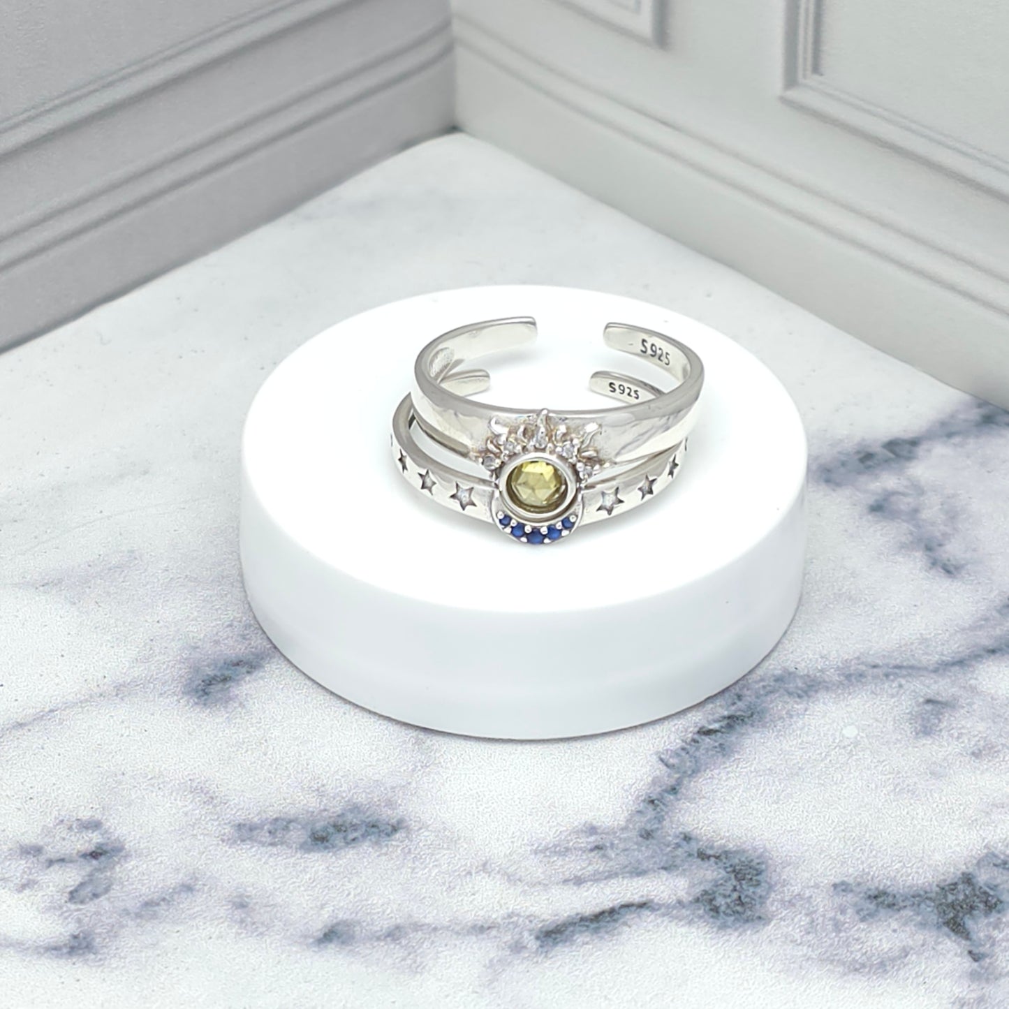 Set de anillos de pareja Sol y Luna