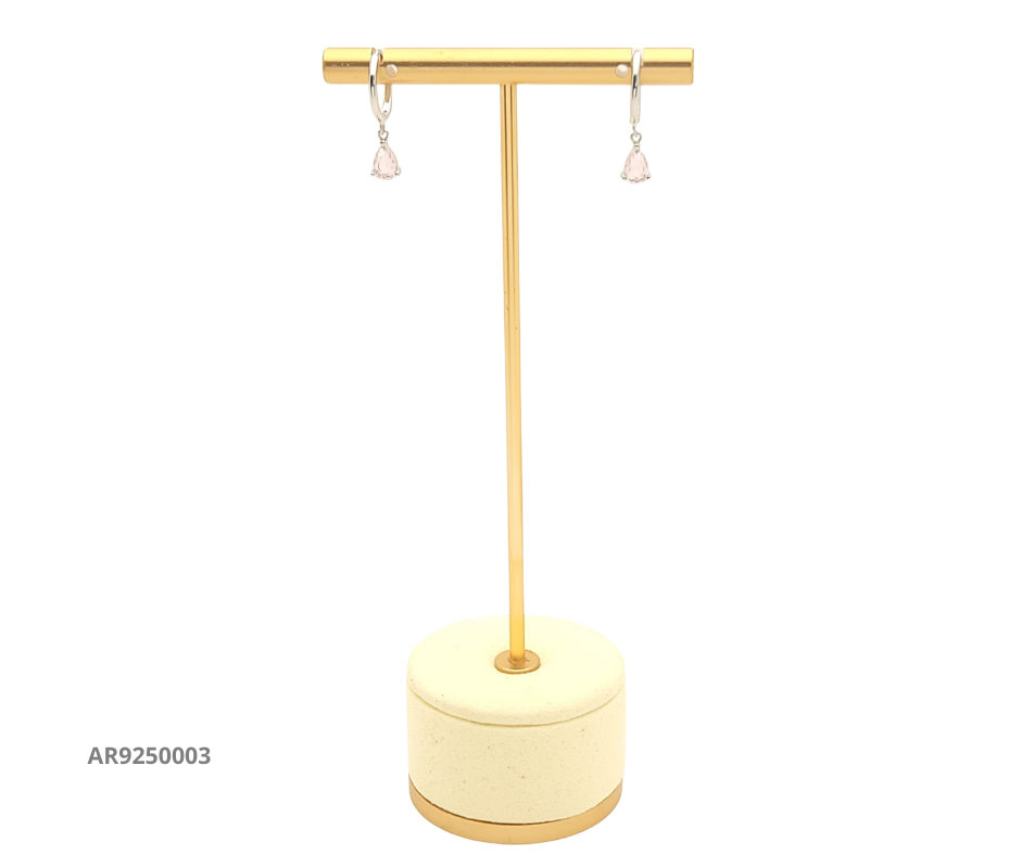 Aretes de plata con cuarzo rosa en corte lágrima