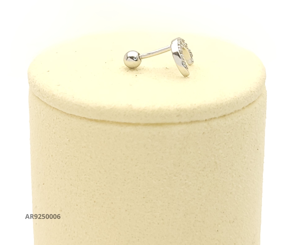 Aretes de plata luna creciente con circonias