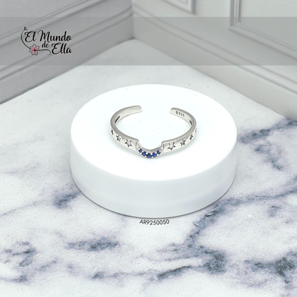 Anillo luna creciente y estrellas caladas