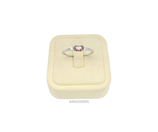 Anillo de plata 925 circonia ovalada rosa