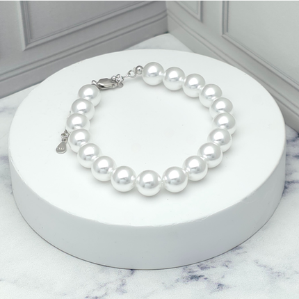 Pulsera de plata con perlas clásicas