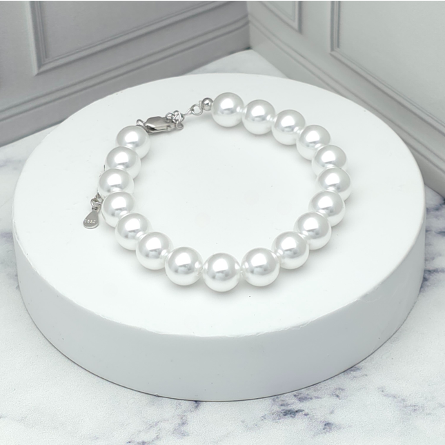 Pulsera de plata con perlas clásicas
