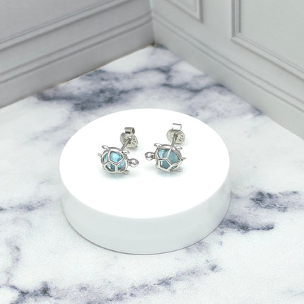 Aretes con diseño de tortuga y piedra turquesa
