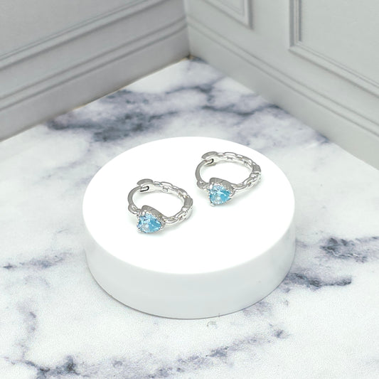 Aretes corazón azul colgante