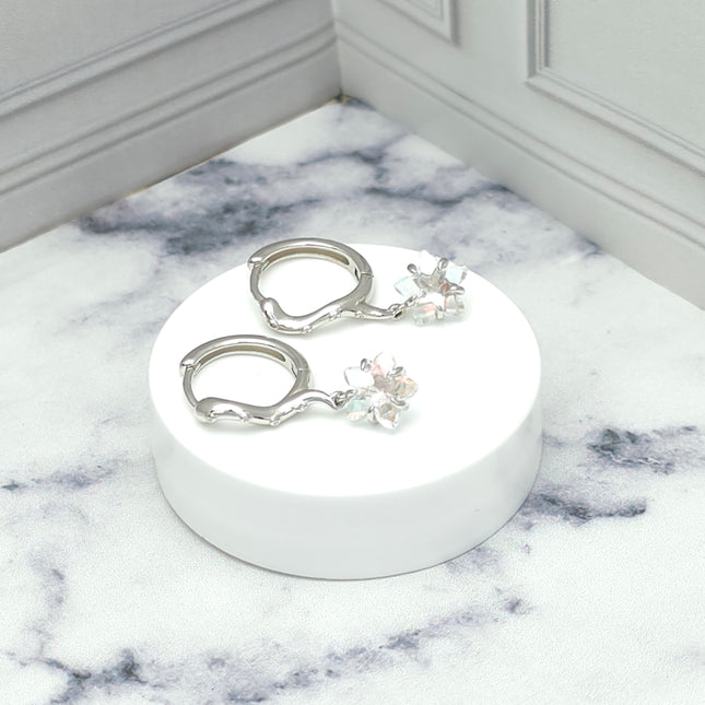 Aretes flor cristal colgante