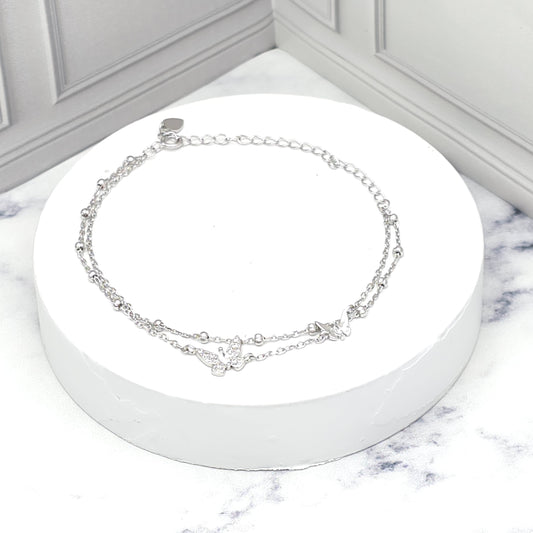 Pulsera doble cadena con dijes de mariposas