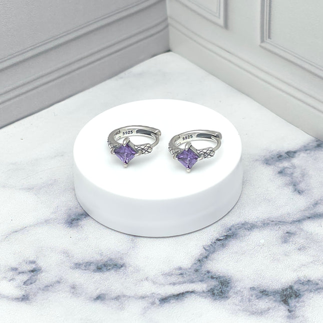 Aretes de plata con piedra lila