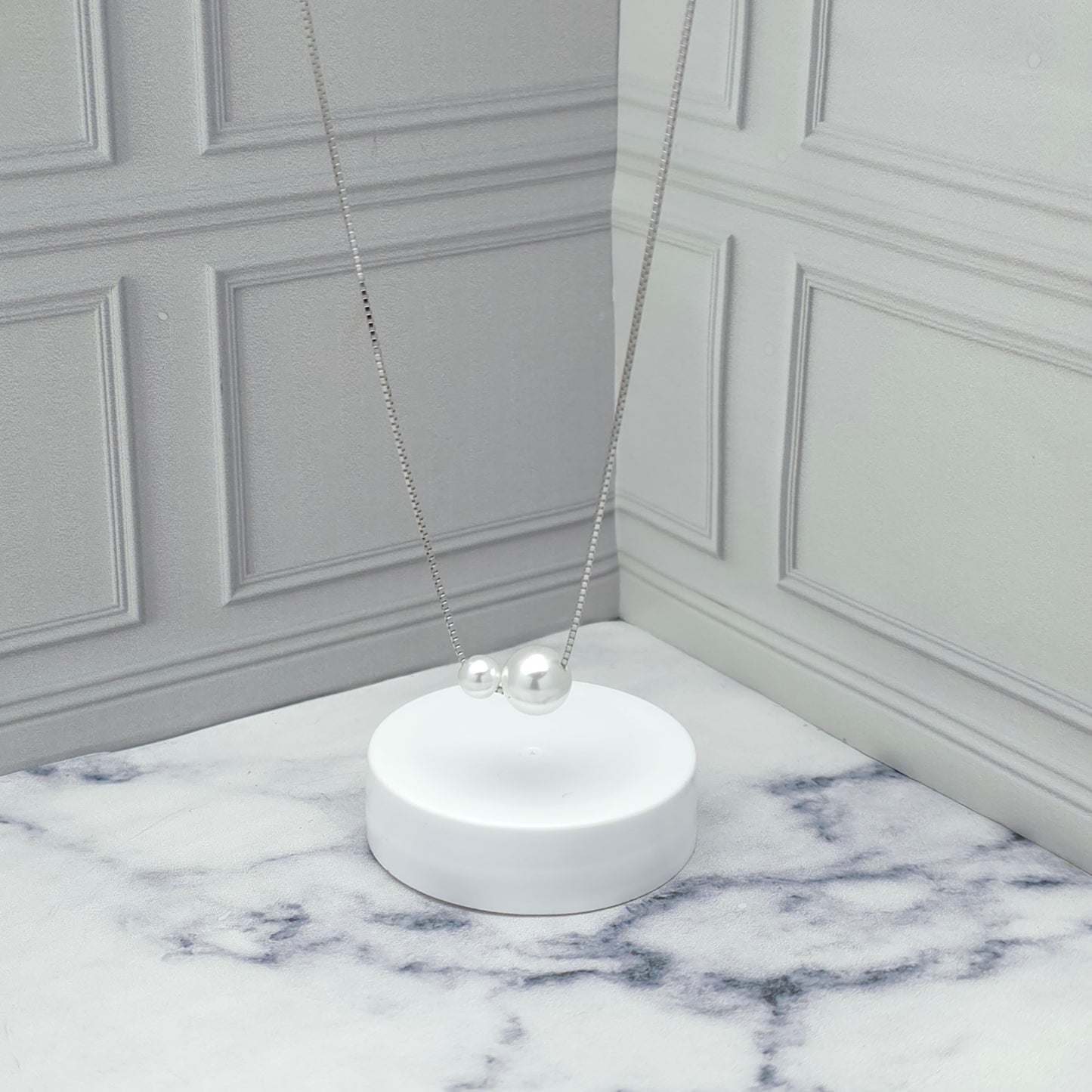 Collar de plata con doble perla