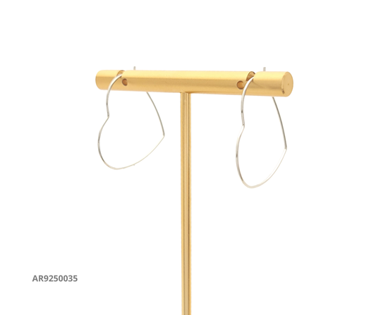 Aretes aro corazón en plata