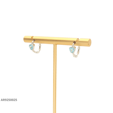 Aretes corazón azul colgante
