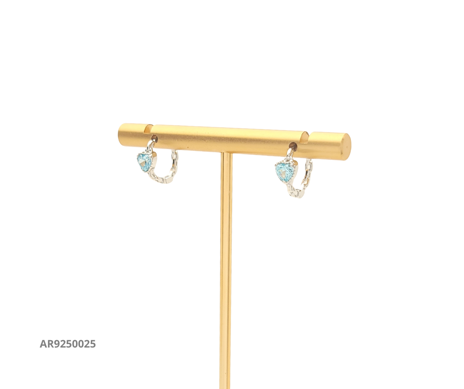 Aretes corazón azul colgante