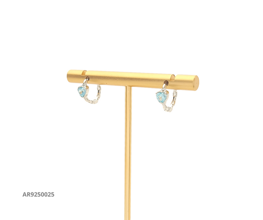 Aretes corazón azul colgante