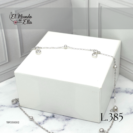 Tobillera de Plata con dijes brillantes
