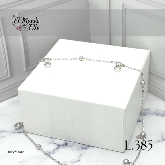 Tobillera de Plata con dijes brillantes