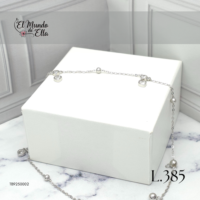 Tobillera de Plata con dijes brillantes
