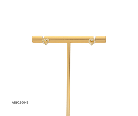 Aretes de Corazón con Circonias Chapados en Oro