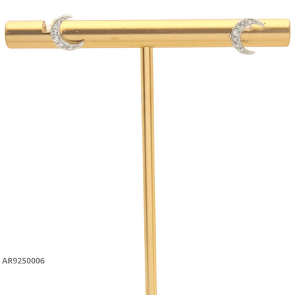 Aretes de plata luna creciente con circonias