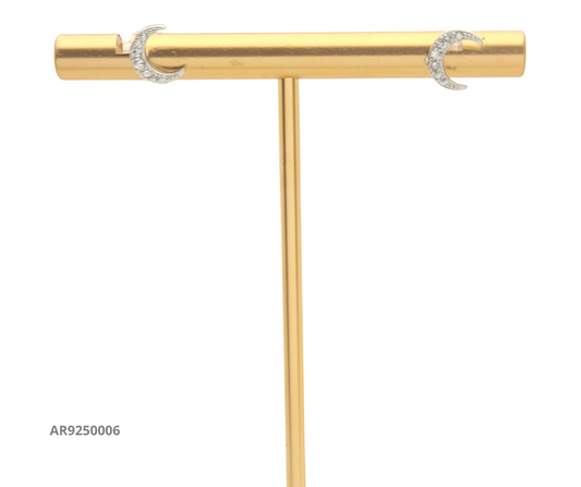 Aretes de plata luna creciente con circonias