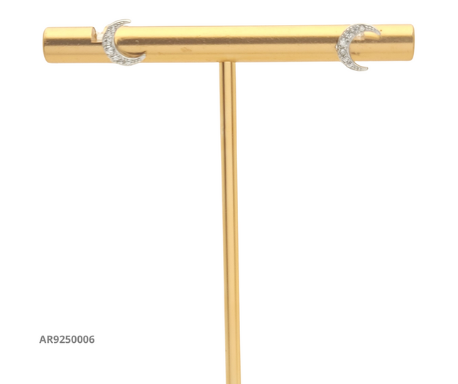 Aretes de plata luna creciente con circonias