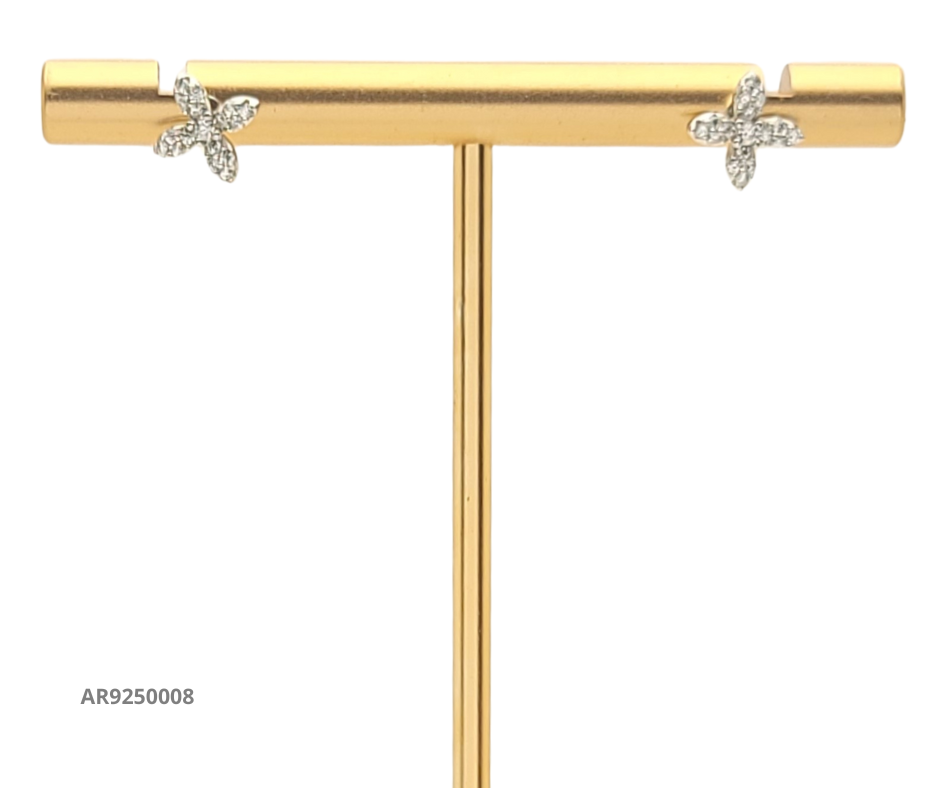 Aretes de plata flor con circonias