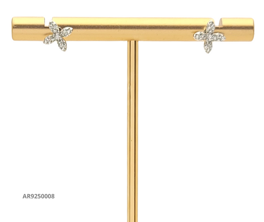 Aretes de plata flor con circonias