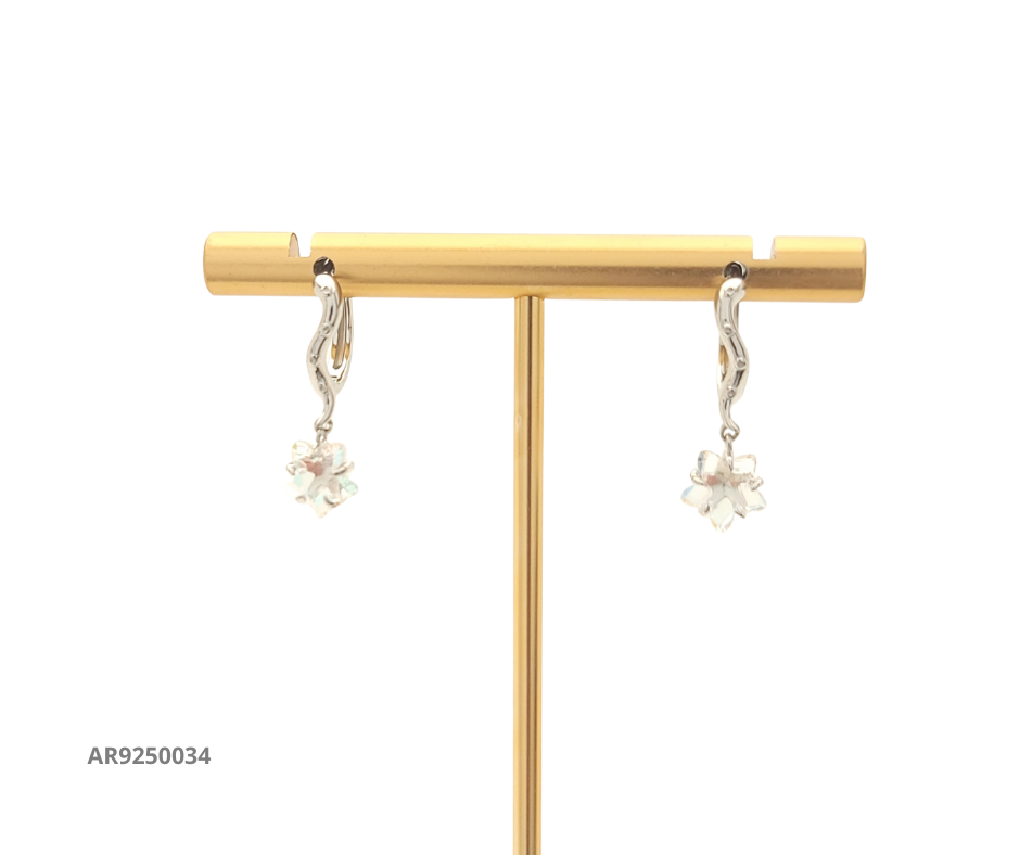Aretes flor cristal colgante