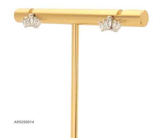 Aretes con diseño de hojas y zirconias