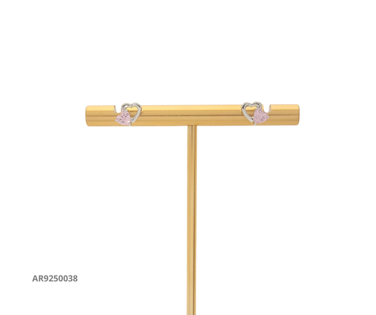 Aretes corazón abierto con circonia rosa