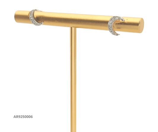 Aretes de plata luna creciente con circonias