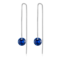 Aretes colgantes de cadena con piedra azul